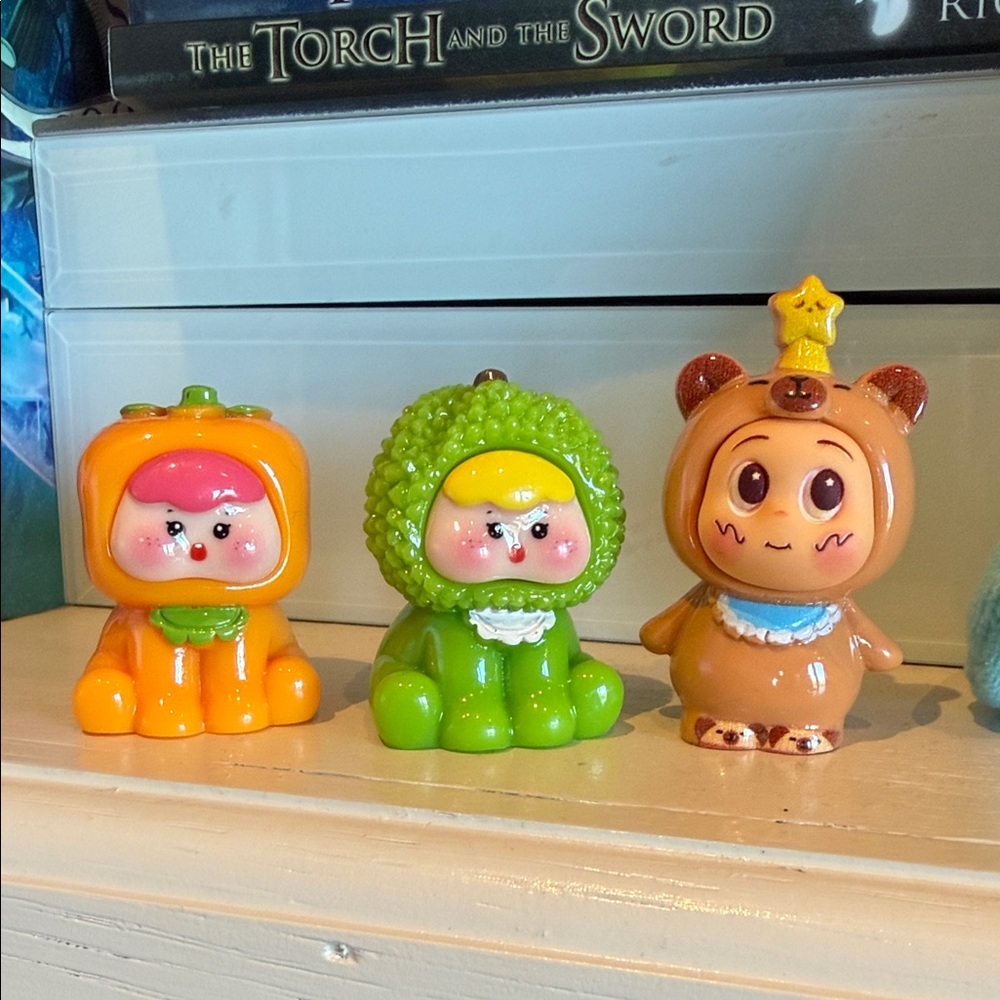 Cute Mini Animal Figurine Toy Set - Orange, Green, Brown